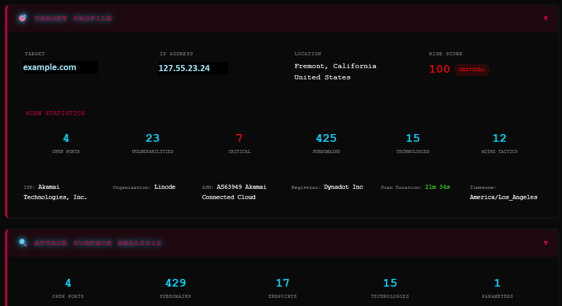 DriftAlarm asset discovery showing domain and subdomain enumeration